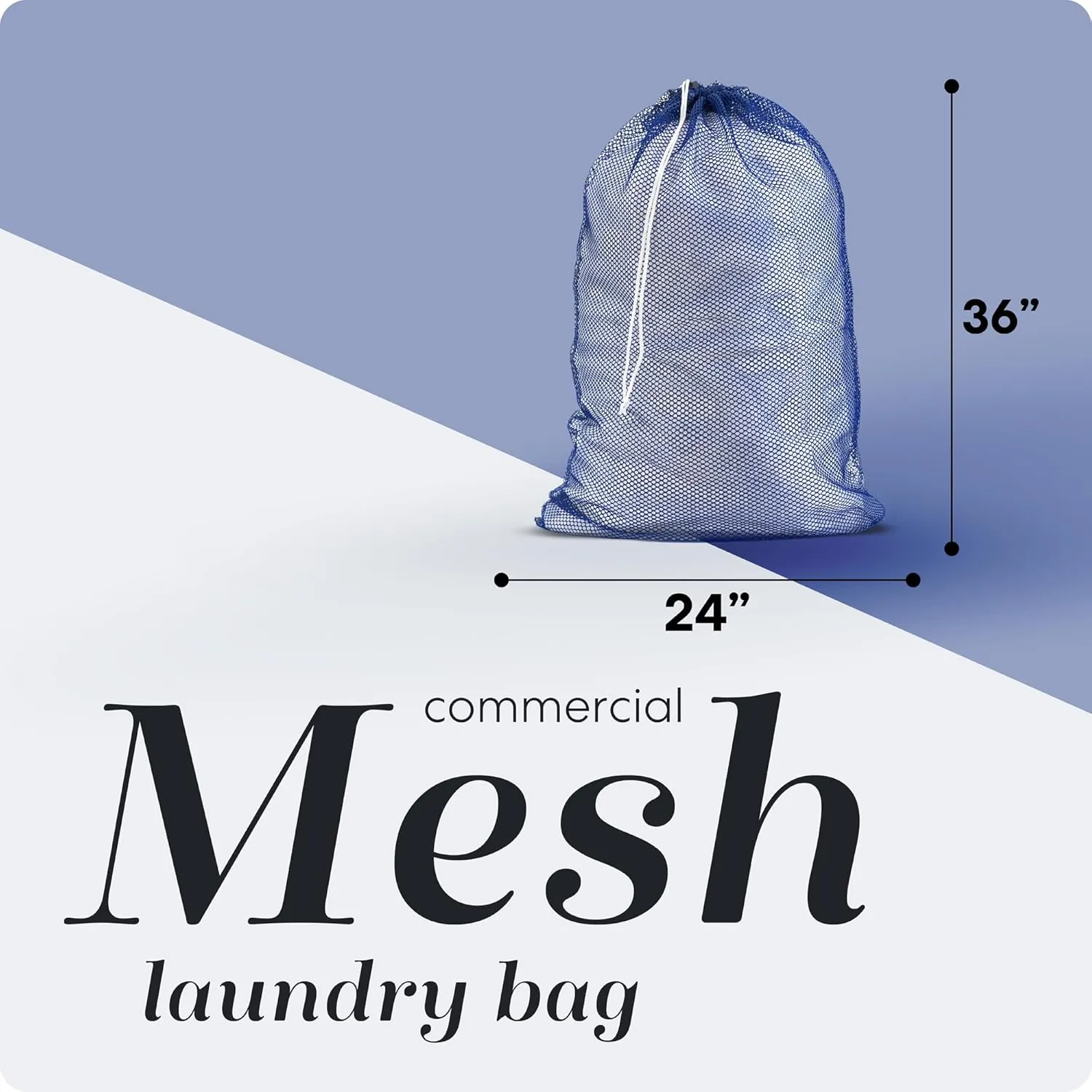 Mesh XL Laundry Bags - Pack of 2 - Large 24" x 36" - Durable, Machine Washable with Secure Drawstring Closure - Perfect for College Dorms, Laundromats, Apartments (Blue)