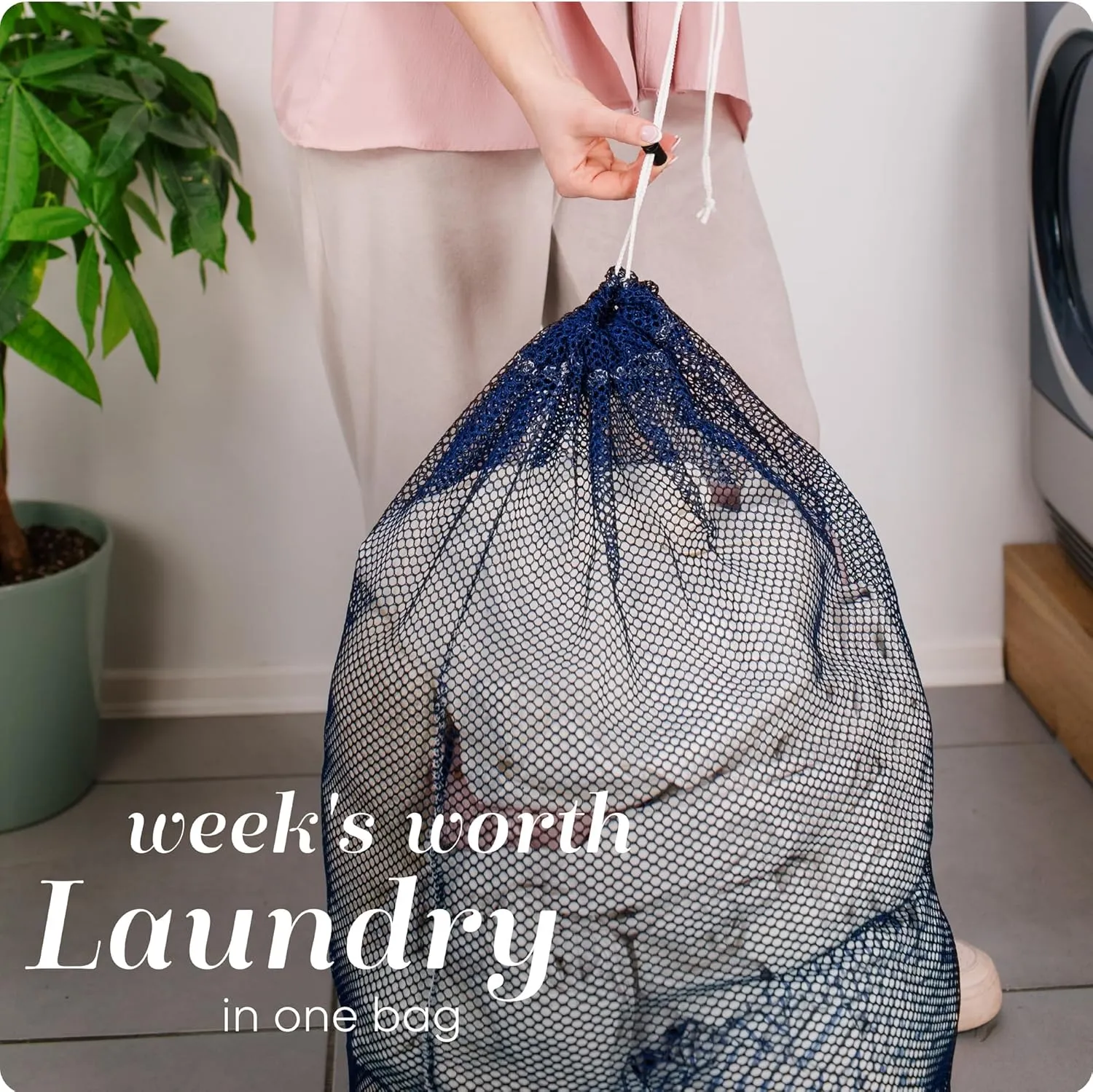 Mesh XL Laundry Bags - Pack of 2 - Large 24" x 36" - Durable, Machine Washable with Secure Drawstring Closure - Perfect for College Dorms, Laundromats, Apartments (Blue)