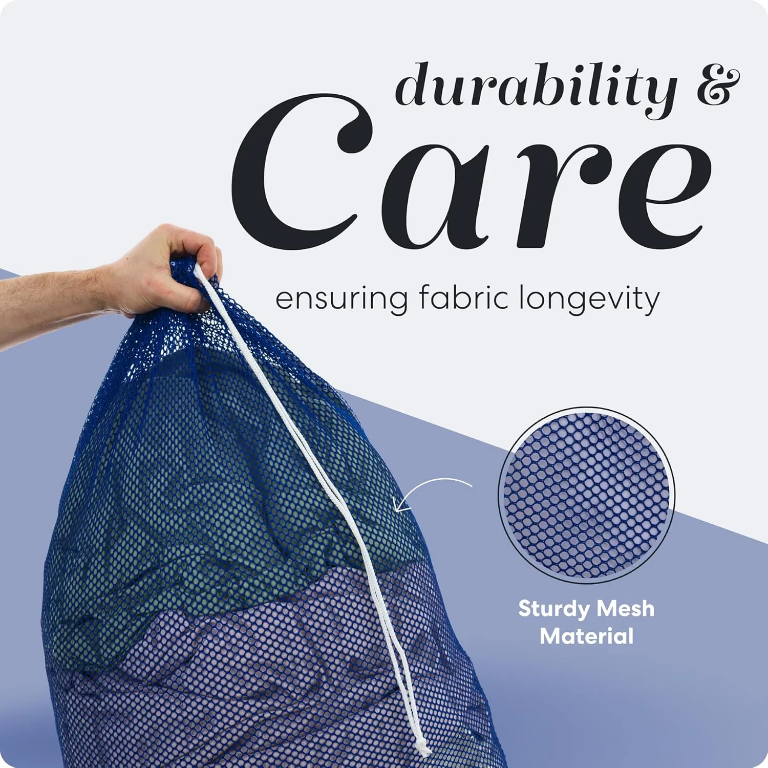 Mesh XL Laundry Bags - Pack of 2 - Large 24" x 36" - Durable, Machine Washable with Secure Drawstring Closure - Perfect for College Dorms, Laundromats, Apartments (Blue)