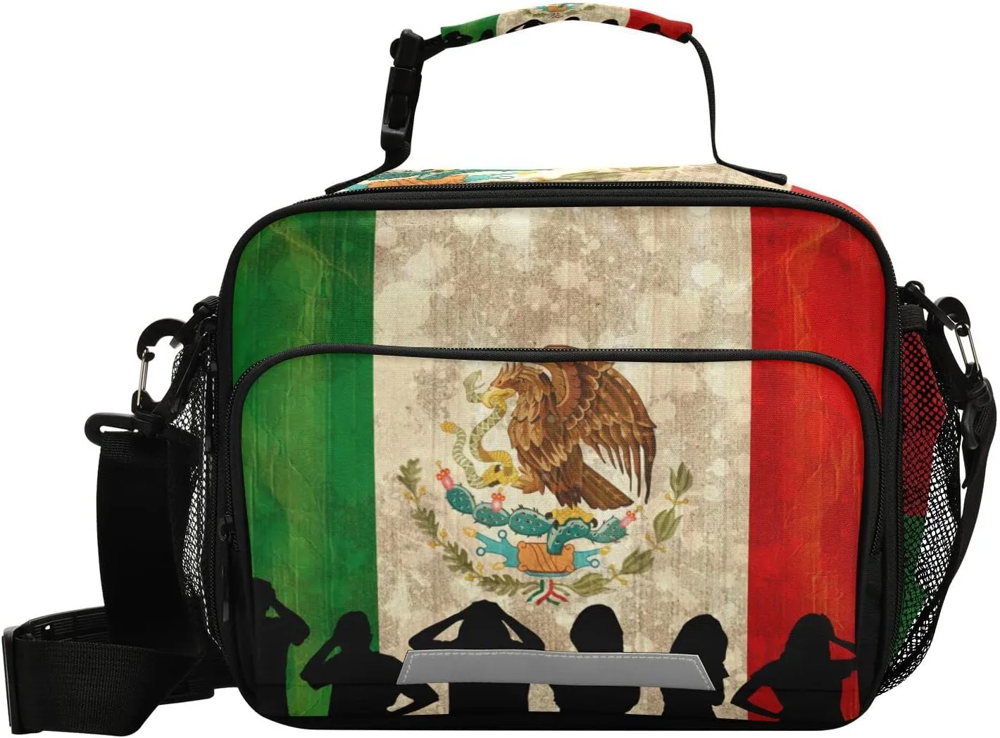 Mexico Flag Lunch Bag for Women Men Football Supporters Insulated Cooler Tote Bag with Adjustable Shoulder Strap Large Capacity Reusable Leakproof Picnic Lunch Box Outdoor for Adult Office
