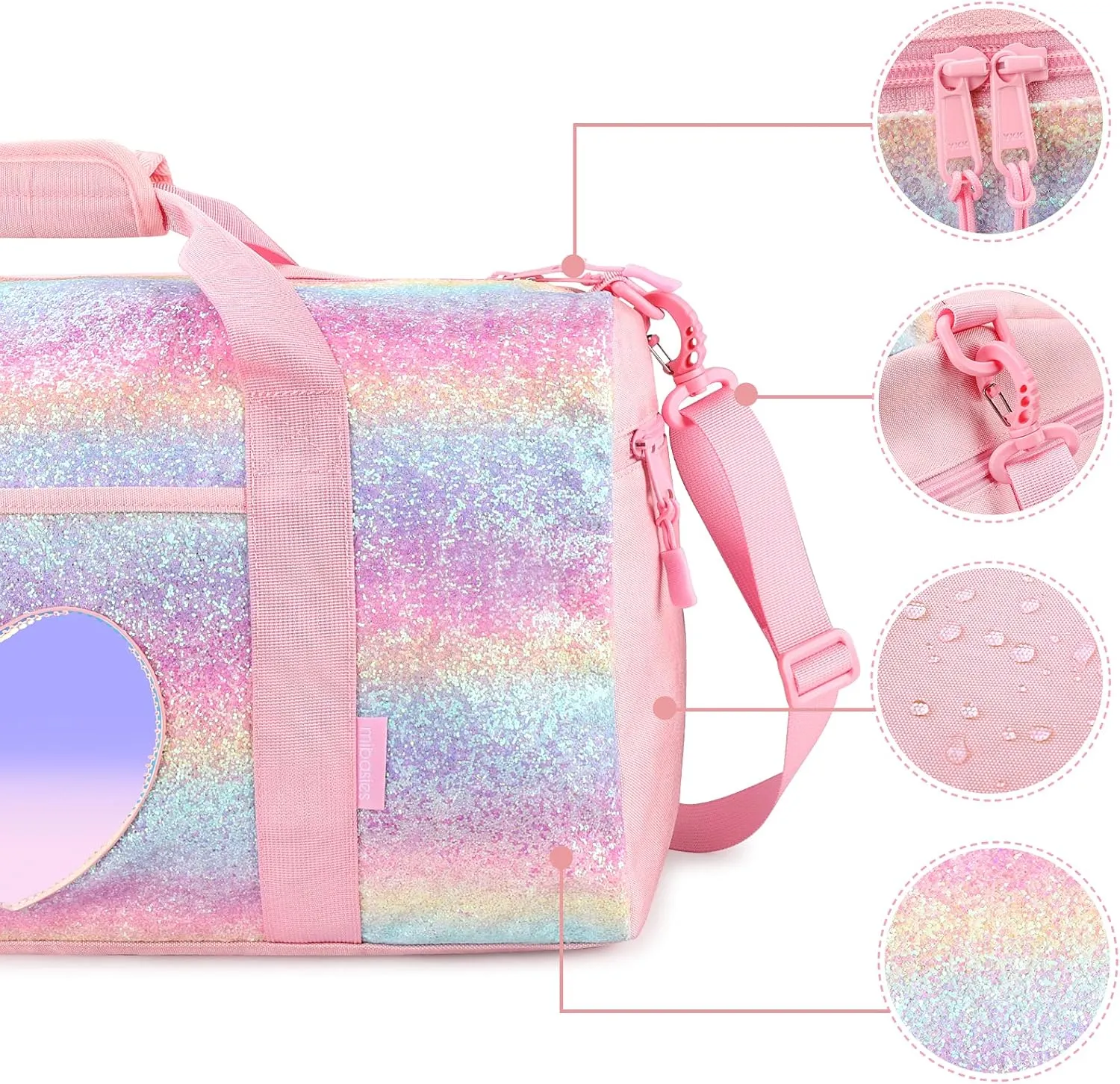 mibasies Dance Bag for Girls Duffle Bag Kids Overnight Travel Sleepover Bags with Shoes Compartment Large