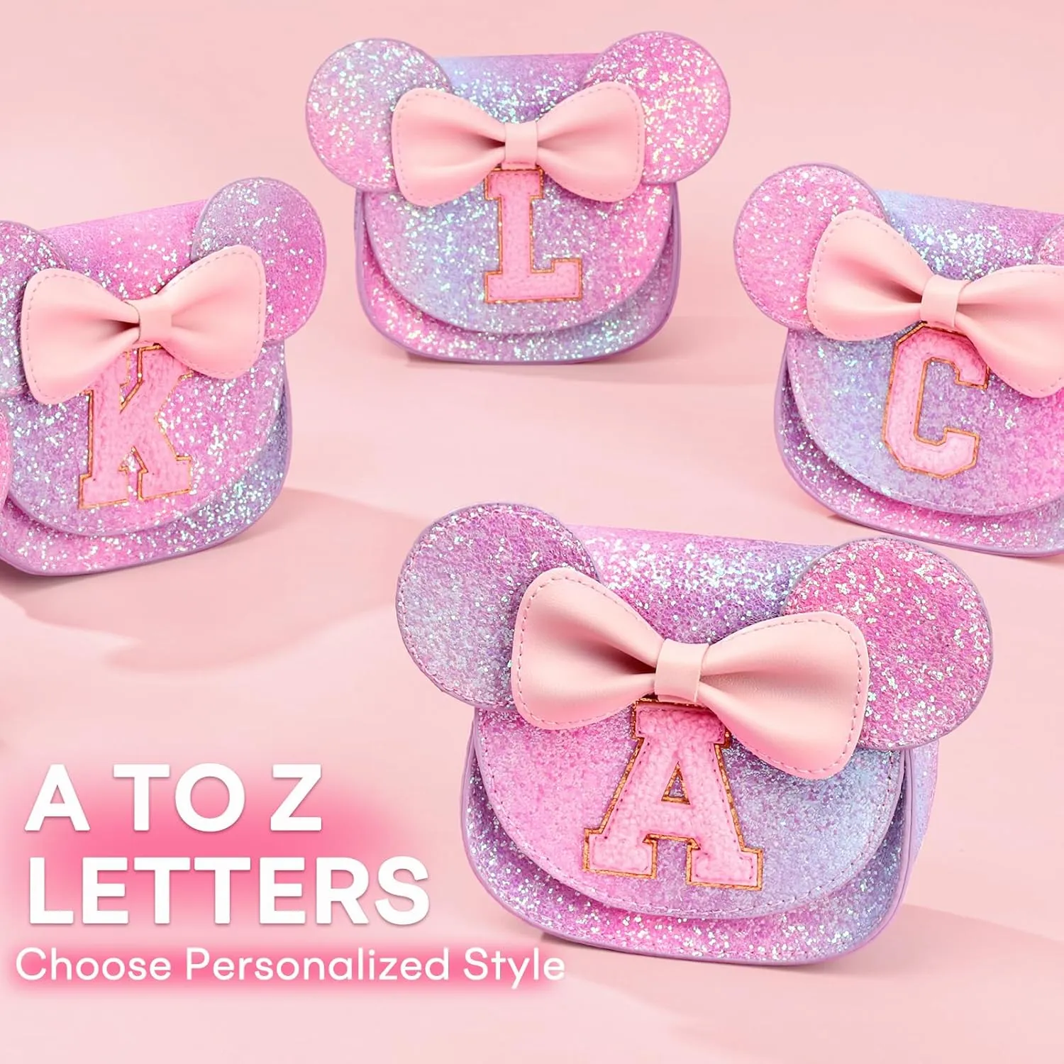 mibasies Toddler Purse Girl Gifts: Birthday Gifts for Girls 3-8 Mini Mouse Ears Bow Purse (Purple Rainbow 1 S)