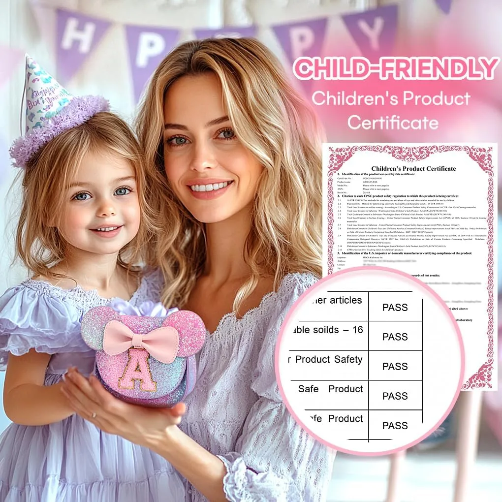 mibasies Toddler Purse Girl Gifts: Birthday Gifts for Girls 3-8 Mini Mouse Ears Bow Purse (Purple Rainbow 1 S)