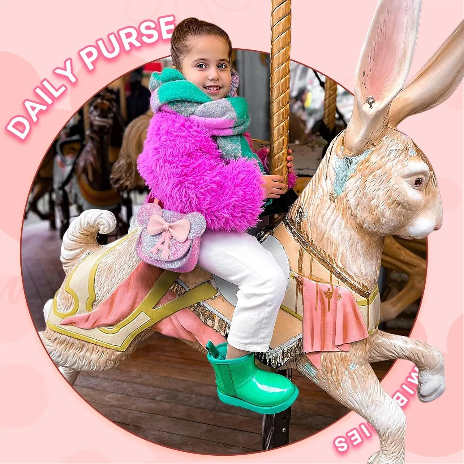 mibasies Toddler Purse Girl Gifts: Birthday Gifts for Girls 3-8 Mini Mouse Ears Bow Purse (Purple Rainbow 1 S)