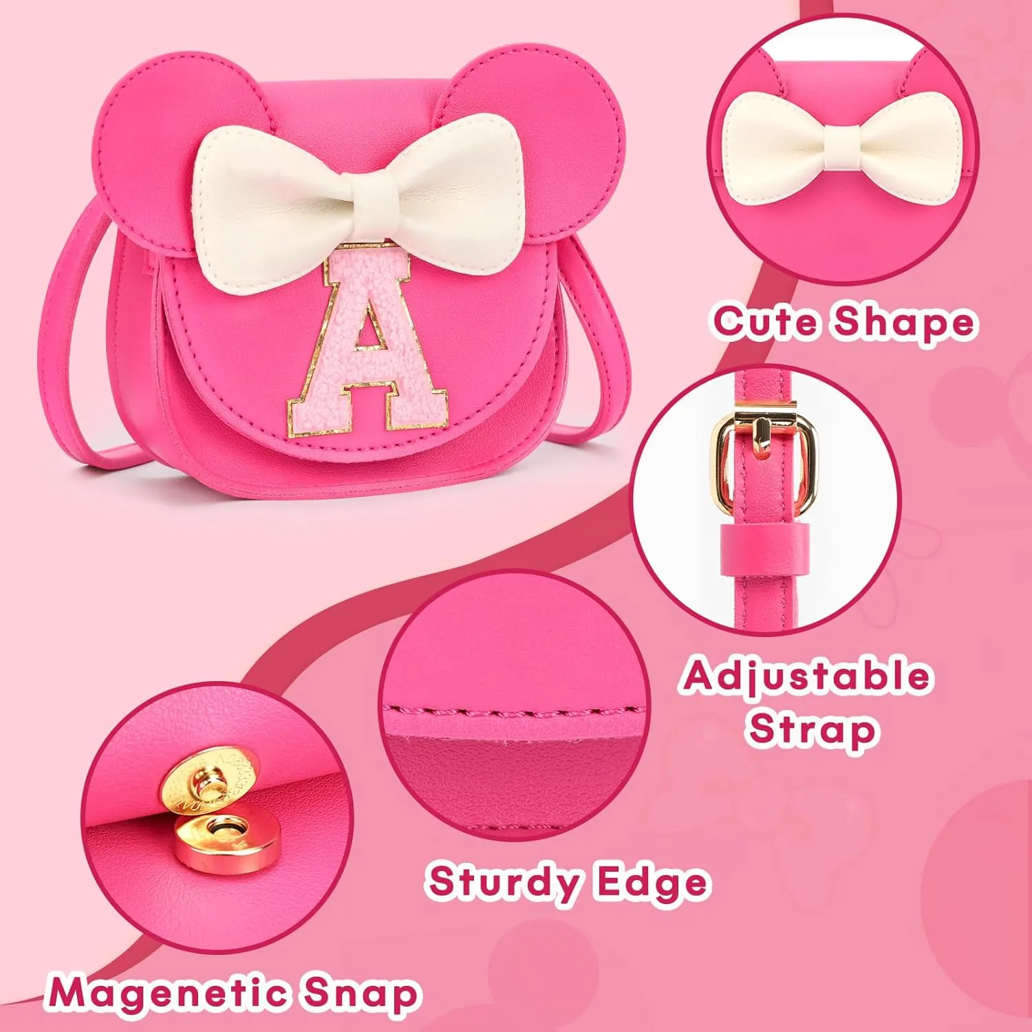 mibasies Toddler Purse Girl Gifts: Little Kids Gifts - Birthday Gifts for Girls 3-8 Mini Mouse Ears Bow Purse Hot Pink S
