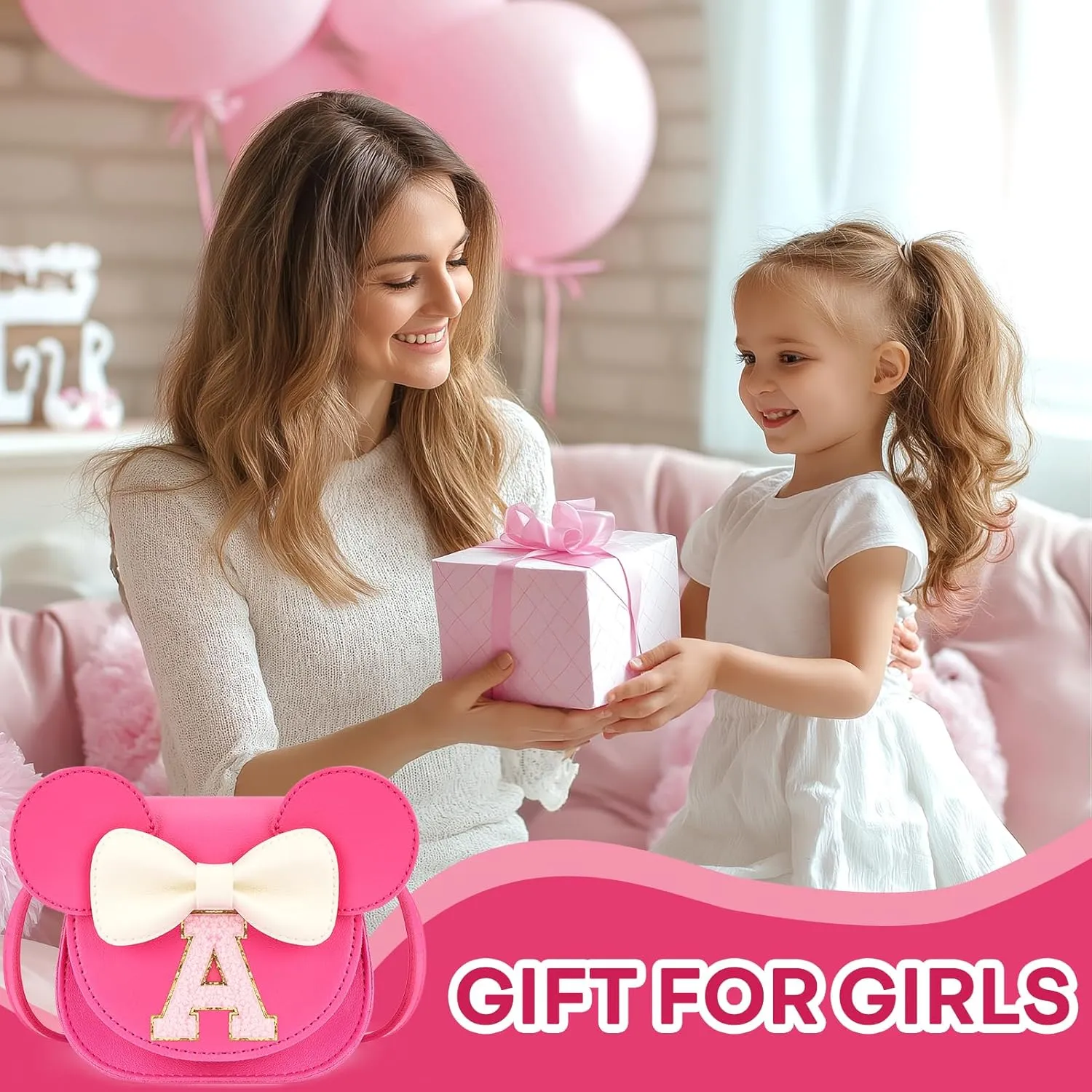 mibasies Toddler Purse Girl Gifts: Little Kids Gifts - Birthday Gifts for Girls 3-8 Mini Mouse Ears Bow Purse Hot Pink S