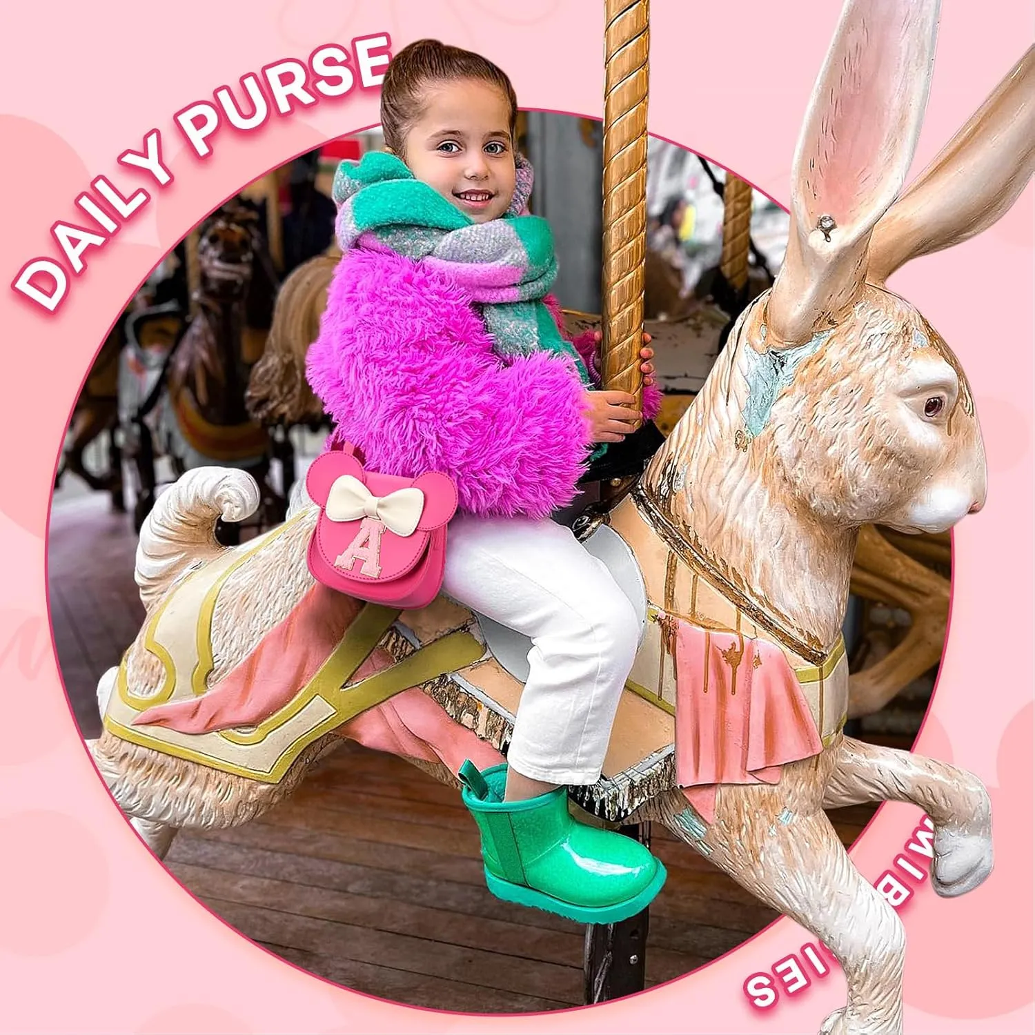 mibasies Toddler Purse Girl Gifts: Little Kids Gifts - Birthday Gifts for Girls 3-8 Mini Mouse Ears Bow Purse Hot Pink S