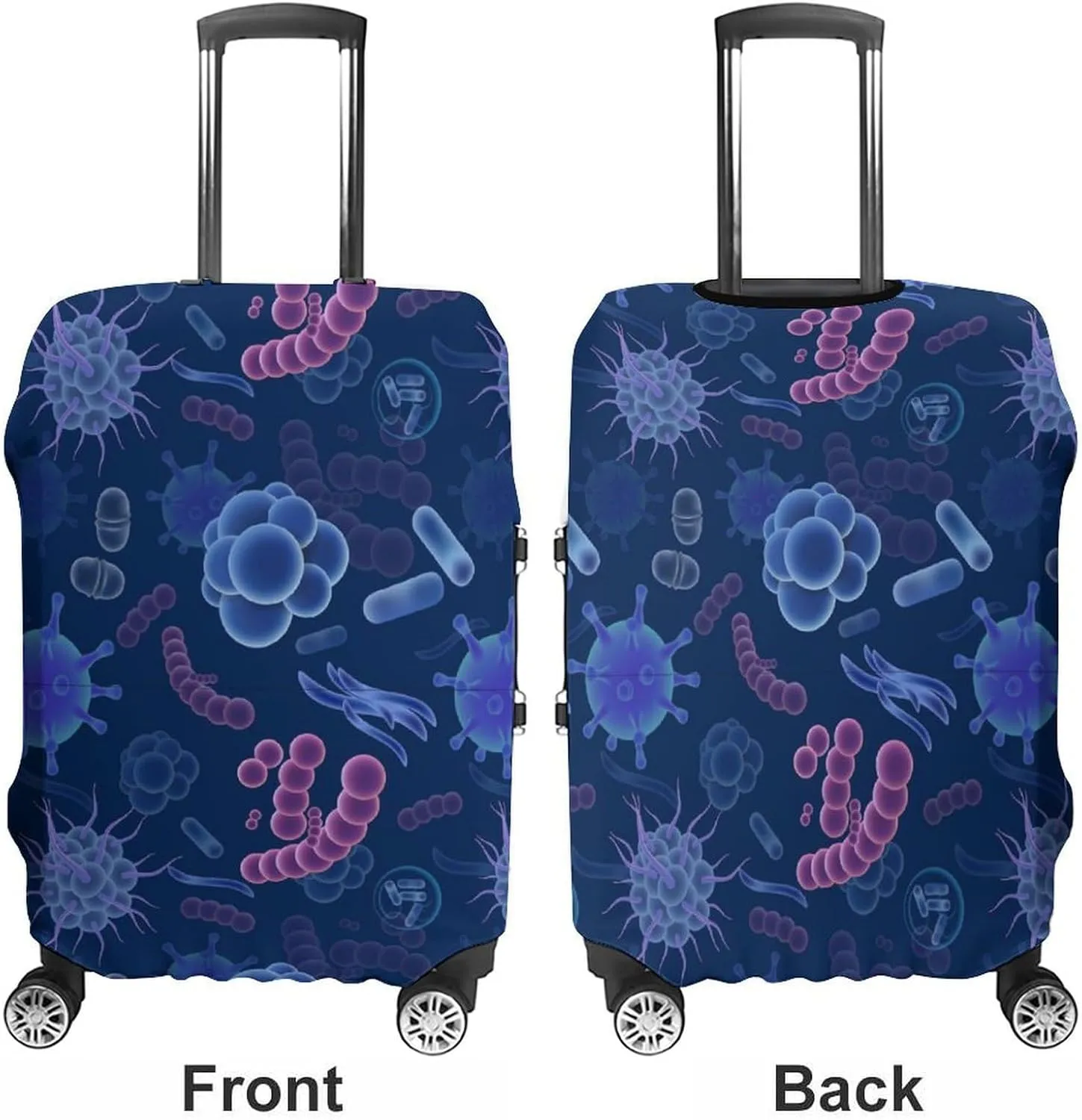 Microbes Fashion Luggage Cover Protector Washable Elastic Suitcase Cover Anti-Scratch Unisex Travel L
