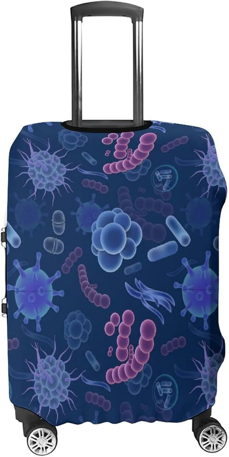 Microbes Fashion Luggage Cover Protector Washable Elastic Suitcase Cover Anti-Scratch Unisex Travel L