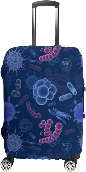 Microbes Fashion Luggage Cover Protector Washable Elastic Suitcase Cover Anti-Scratch Unisex Travel L