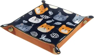 Microfiber Leather Dice Trays Holder for Dice Games Like RPG DND, Cats Fish Background Dice Holder Storage Box Portable Folding Rolling Dice Tray, 20.5x20.5cm