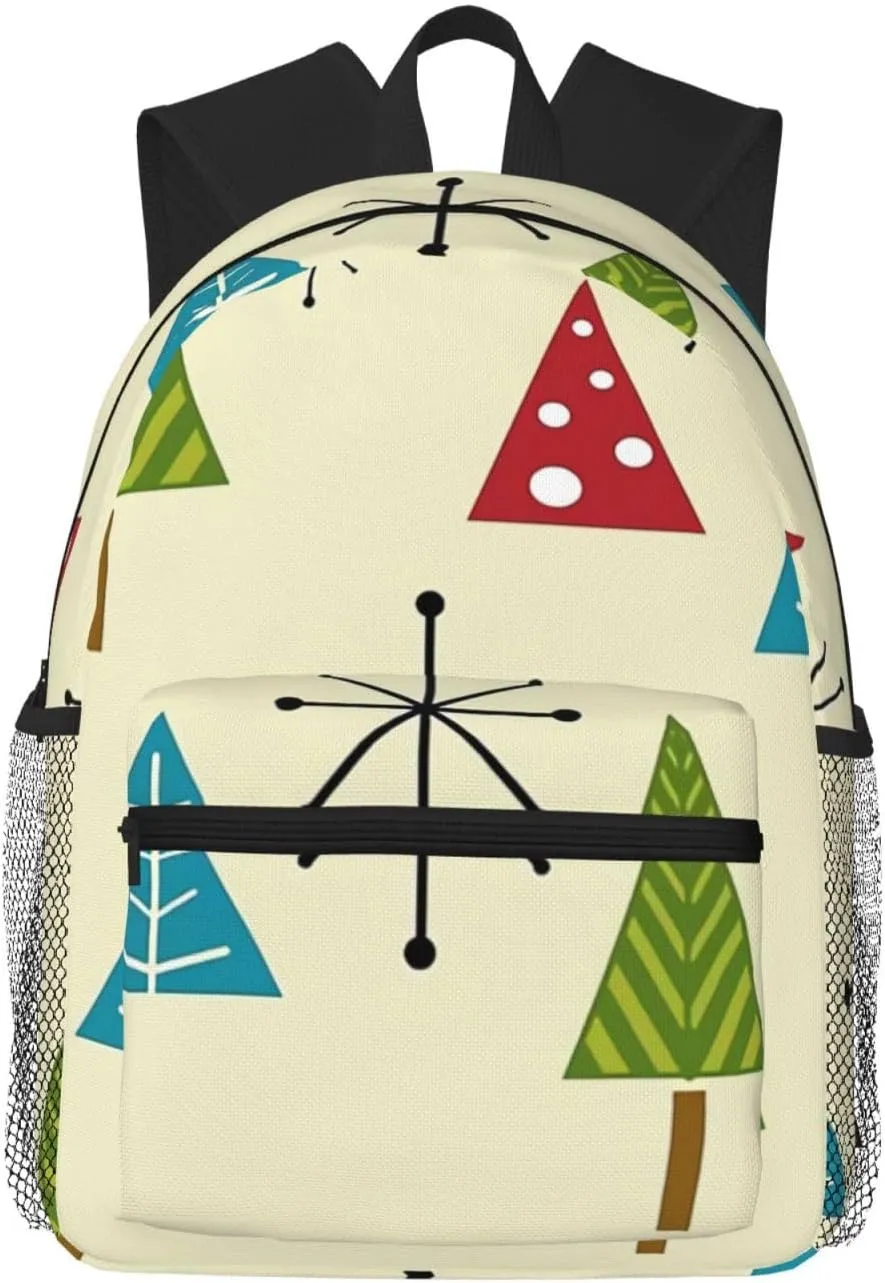 Mid Century Modern Christmas Trees Lightweight Packable Backpack Travel Casual Hiking Daypack Foldable Backpack For Men Women