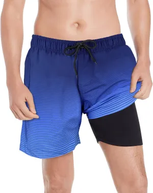 MILANKERR 5.5 inch Mens Swim Trunks with Compression Liner,Mens Bathing Suit Quick Dry Stretch Swimming Trunks