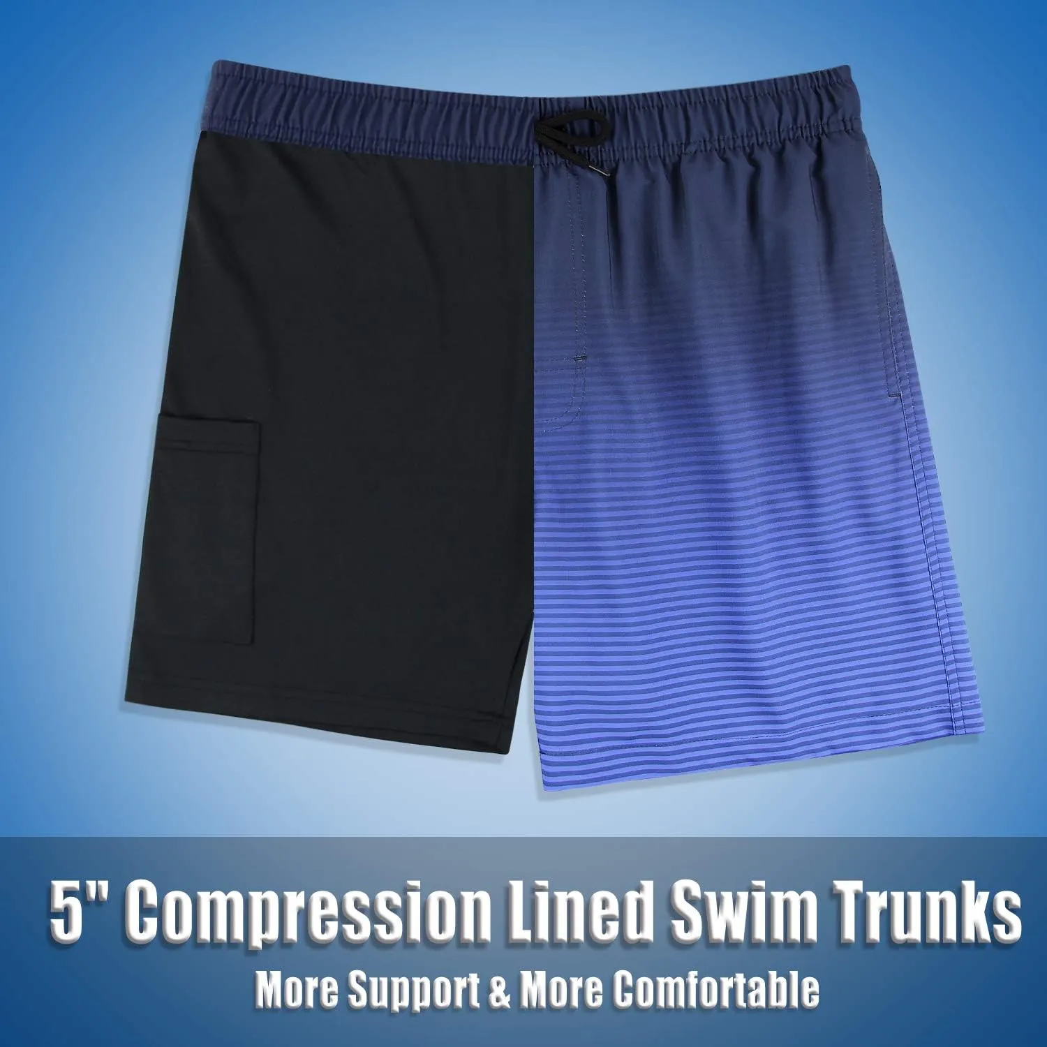 MILANKERR 5.5 inch Mens Swim Trunks with Compression Liner,Mens Bathing Suit Quick Dry Stretch Swimming Trunks