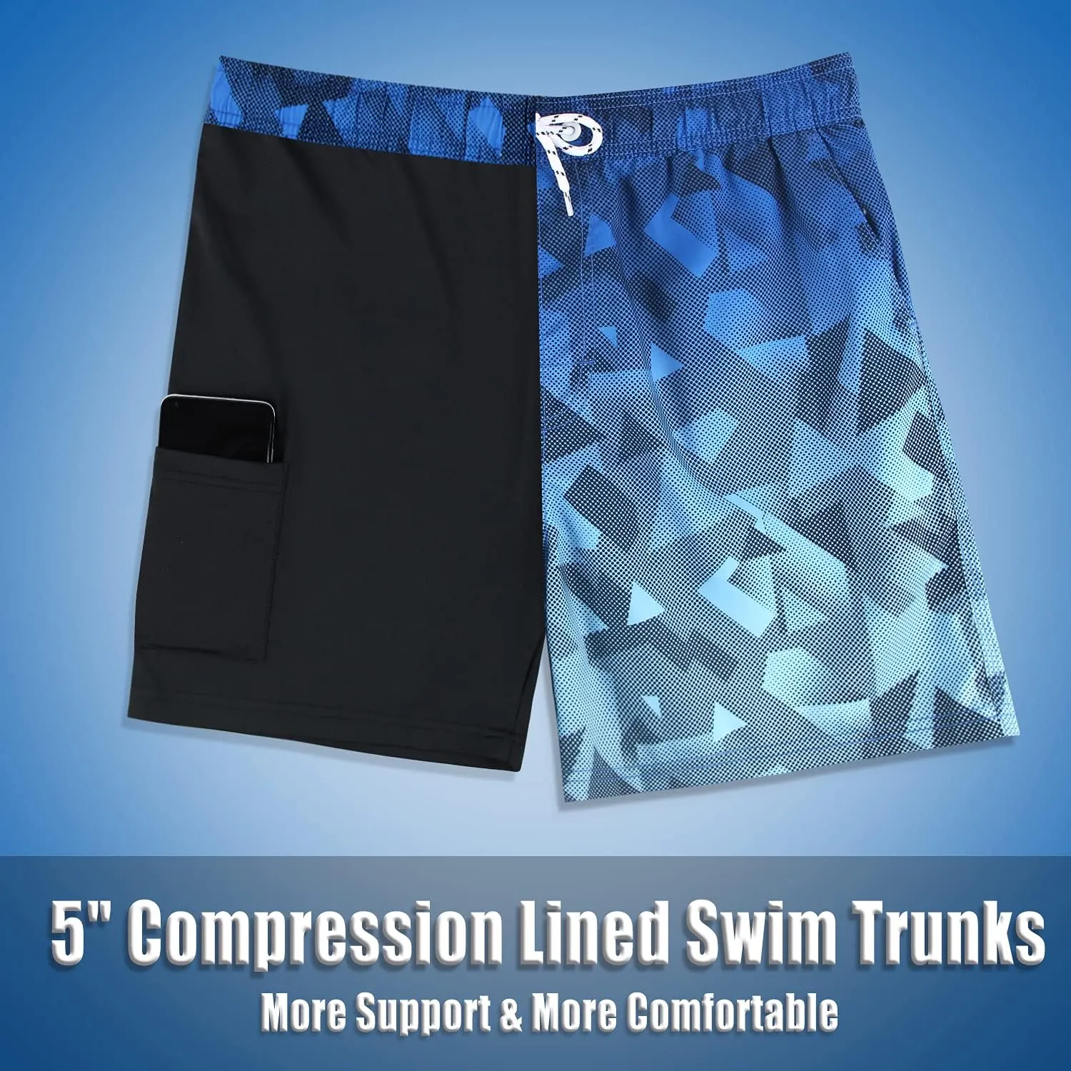 MILANKERR 5.5 inch Mens Swim Trunks with Compression Liner,Mens Bathing Suit Quick Dry Stretch Swimming Trunks