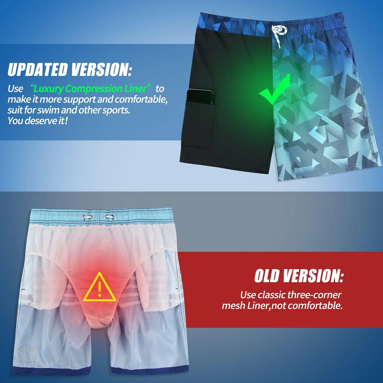 MILANKERR 5.5 inch Mens Swim Trunks with Compression Liner,Mens Bathing Suit Quick Dry Stretch Swimming Trunks