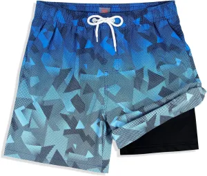 MILANKERR 5.5 inch Mens Swim Trunks with Compression Liner,Mens Bathing Suit Quick Dry Stretch Swimming Trunks