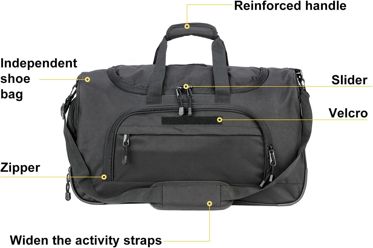 Military Tactical Outdoor Gym Bag Small Duffel Bag with Shoes Compartment for Sports Travel Camping Hunting (B-Black)