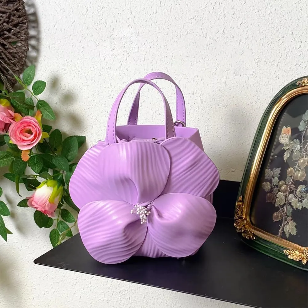 Mini Flower Evening Purse Floral Clutch Purses for Women PU Leather Evening Handbag with Chain Wedding Party Prom