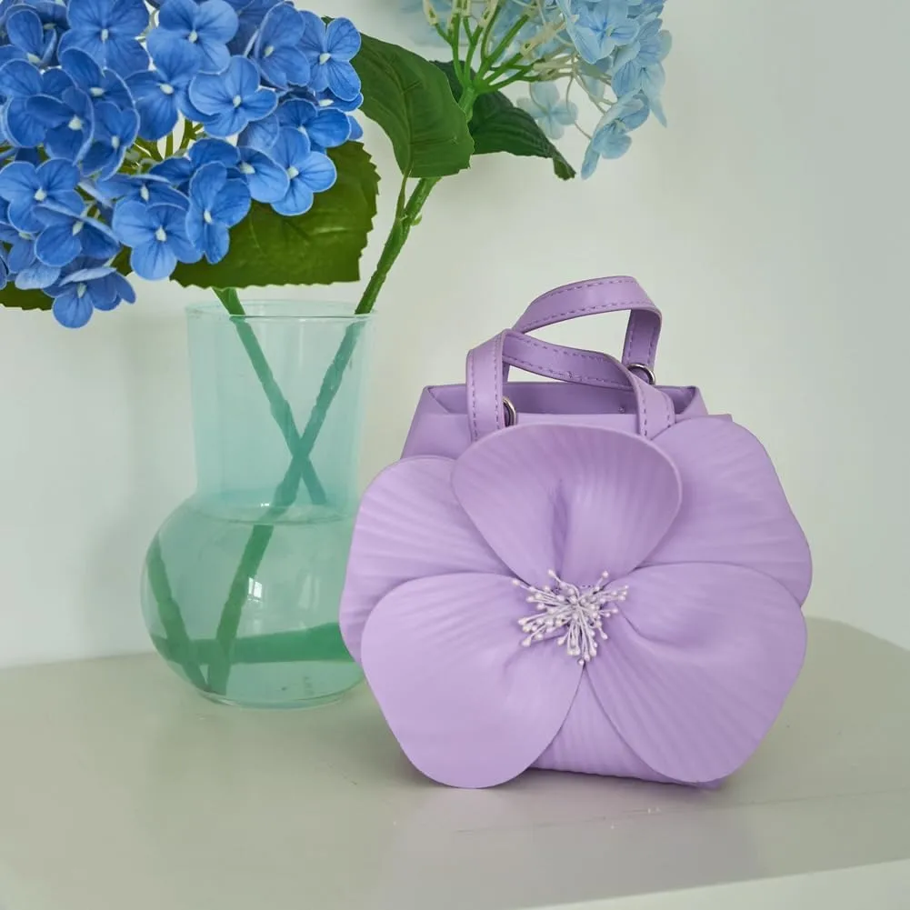 Mini Flower Evening Purse Floral Clutch Purses for Women PU Leather Evening Handbag with Chain Wedding Party Prom