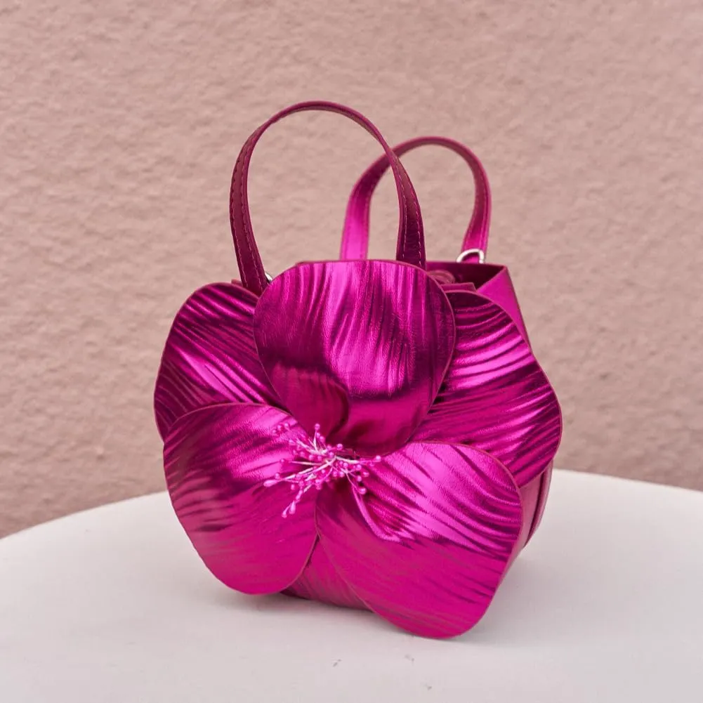 Mini Flower Evening Purse Floral Clutch Purses for Women PU Leather Evening Handbag with Chain Wedding Party Prom