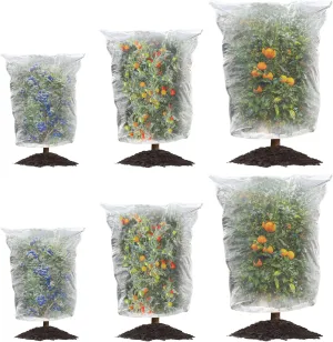 MIXC 6 Packs 3 Size Insect Netting Bags, Garden Bird Barrier Mesh Covers With Drawstring, Bug Netting Plant Protection Covers For Blueberry Tomato Vegetable Form Cicadas Bird Squirrels Eating