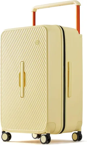 mixi 26 Inch Large Checked Luggage Suitcase with Spinner Wheels Upgrade Wide Handle PC Hard Shell Rolling Travel Suitcase with TSA Lock, Lark Yellow