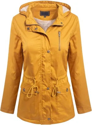 MixMatchy Women's Faux Fur Waist Drawstring Lightly Padded Utility Fashion Jacket Parka