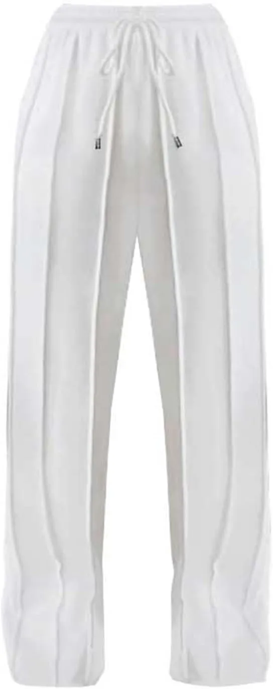 Miyaomn Casual Wide Leg Sweatpants for Women Pleated High Waisted Drawstring Sweat Joggers Pants Sports Trousers with Pockets