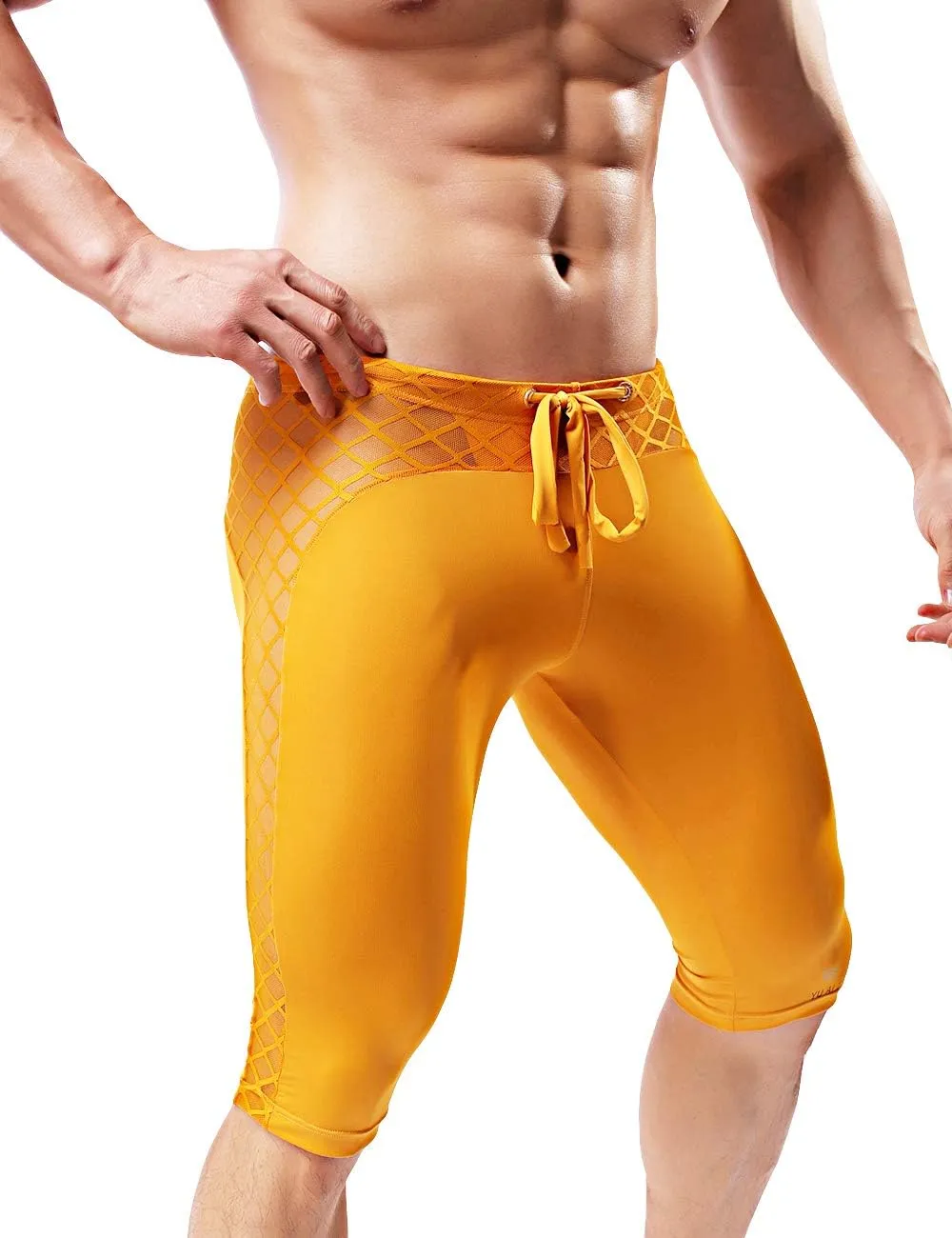 MIZOK Men's Soft Mesh Cool Dry Compression Yoga Workout Tight Shorts