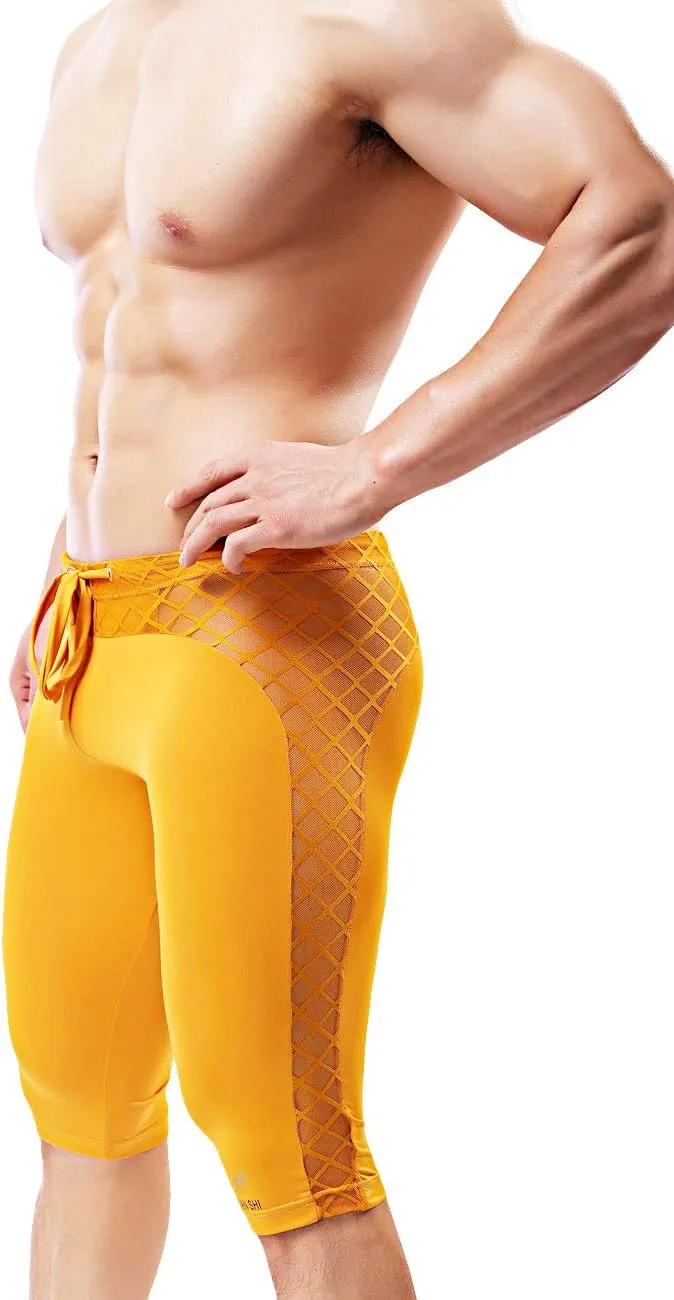 MIZOK Men's Soft Mesh Cool Dry Compression Yoga Workout Tight Shorts