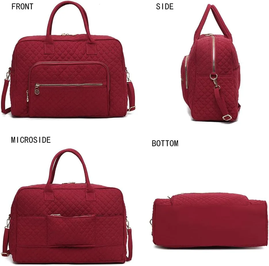 MKF Collection Travel Duffle Bag for Women, Quilted Cotton Large Fashion Weekender Carry-on Handbag by Mia K