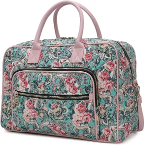 MKF Collection Travel Duffle Bag for Women, Quilted Cotton Large Fashion Weekender Carry-on Handbag by Mia K