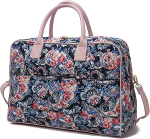 MKF Collection Travel Duffle Bag for Women, Quilted Cotton Large Fashion Weekender Carry-on Handbag by Mia K