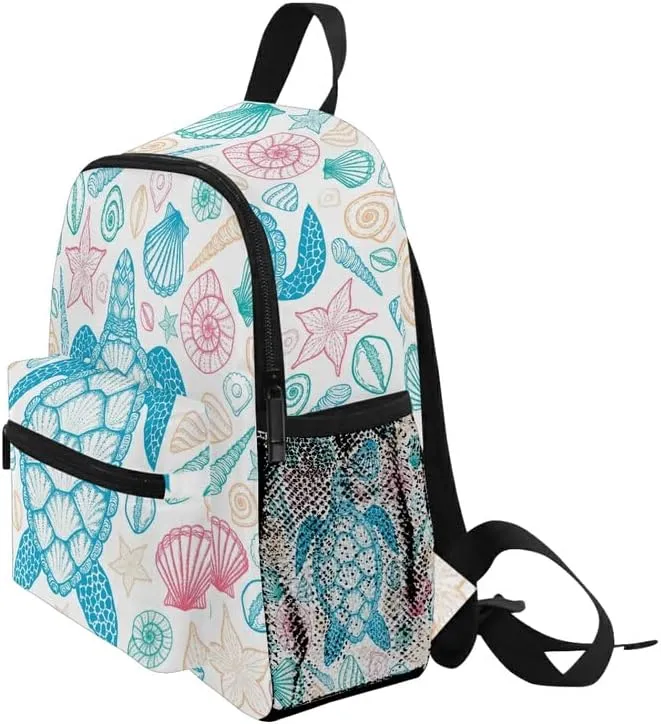 MNSRUU Kids' Backpack Blue Turtle Toddler Backpack Preschool Cute Bookbag Kawaii Travel Backpack for Boys Girls Age3-6