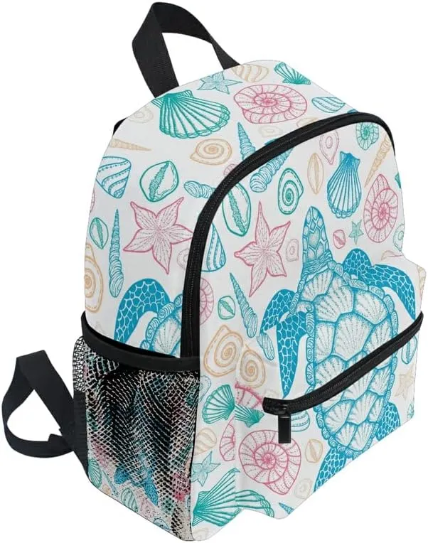 MNSRUU Kids' Backpack Blue Turtle Toddler Backpack Preschool Cute Bookbag Kawaii Travel Backpack for Boys Girls Age3-6