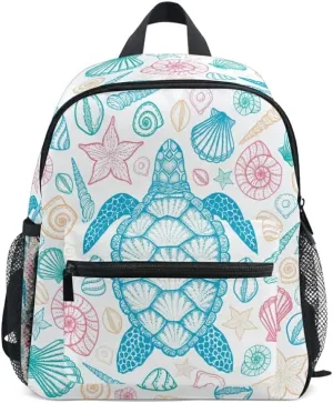 MNSRUU Kids' Backpack Blue Turtle Toddler Backpack Preschool Cute Bookbag Kawaii Travel Backpack for Boys Girls Age3-6