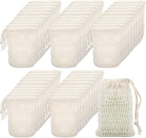 Molain Soap Bag, 50 Pack Natural Sisal Soap Saver, Bar Soap Pouch for Exfoliating, Foaming, and Drying Soap Bars, Soap Bags for Soap Bars, Soap Bar Bag, Soap Holder