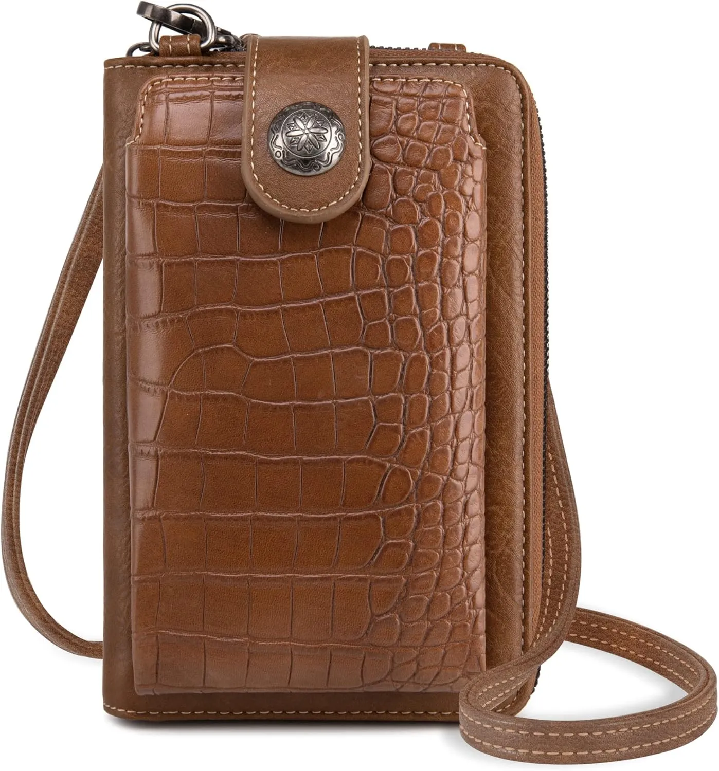 Montana West Crocodile Crossbody Cell Phone Purse For Women Cellphone Wallet Bag Travel Size With Coin Pocket MWC-174BR