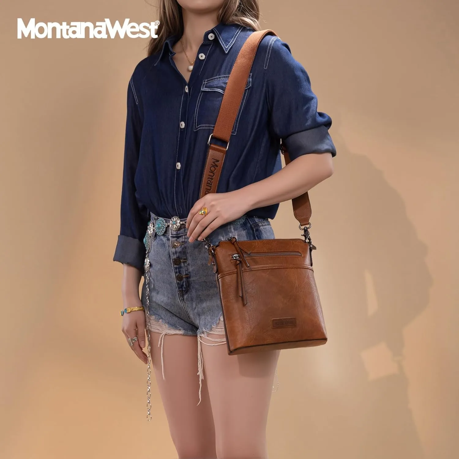 Montana West Crossbody Bag for Women Multi Pocket Cross Body Bag Purses with Guitar Strap
