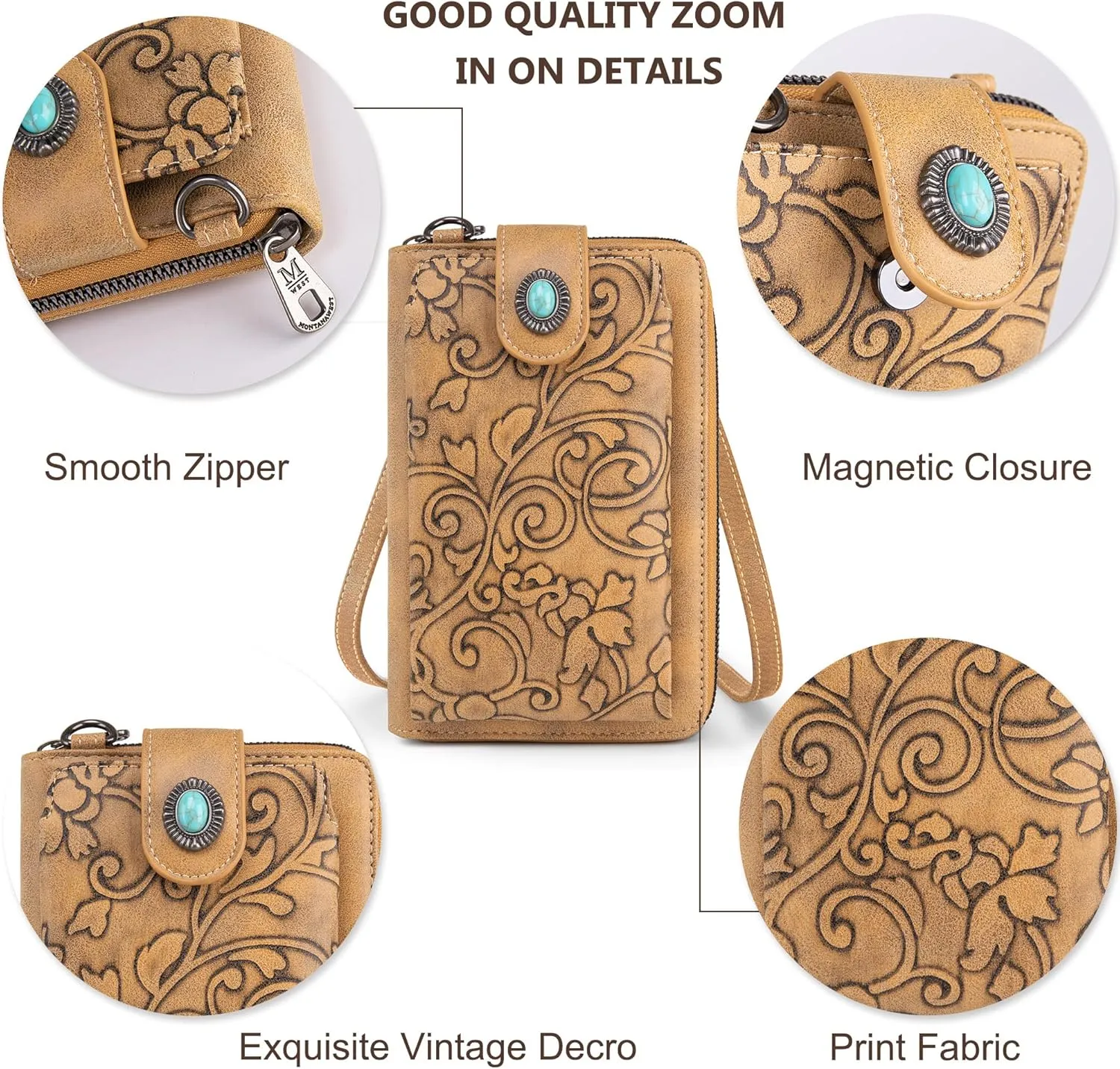 Montana West Small Crossbody Bags for Women Western Handbag with Cash Slots