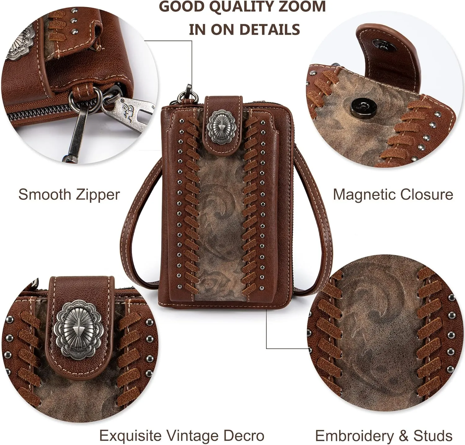Montana West Small Crossbody Bags for Women Western Handbag with Cash Slots