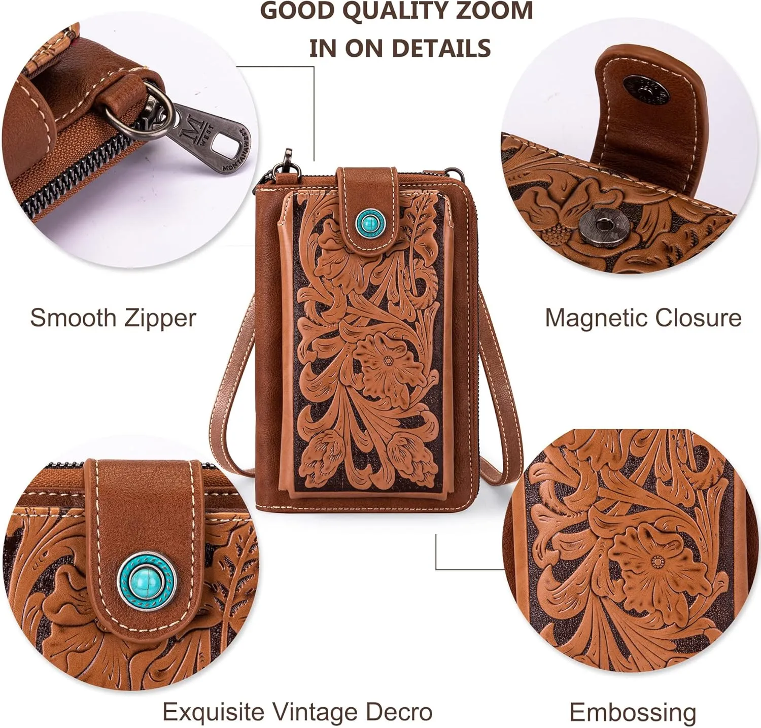 Montana West Small Crossbody Bags for Women Western Handbag with Cash Slots