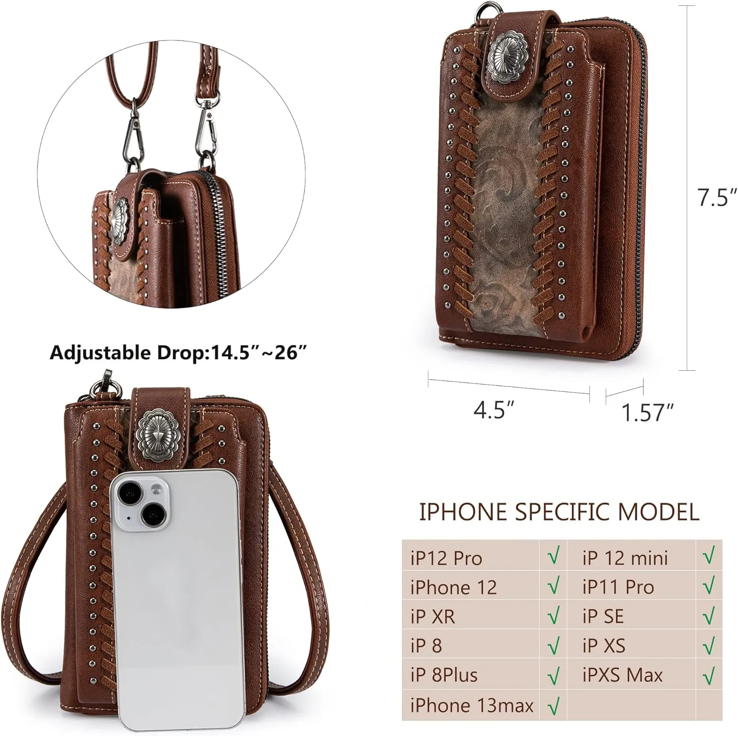 Montana West Small Crossbody Bags for Women Western Handbag with Cash Slots