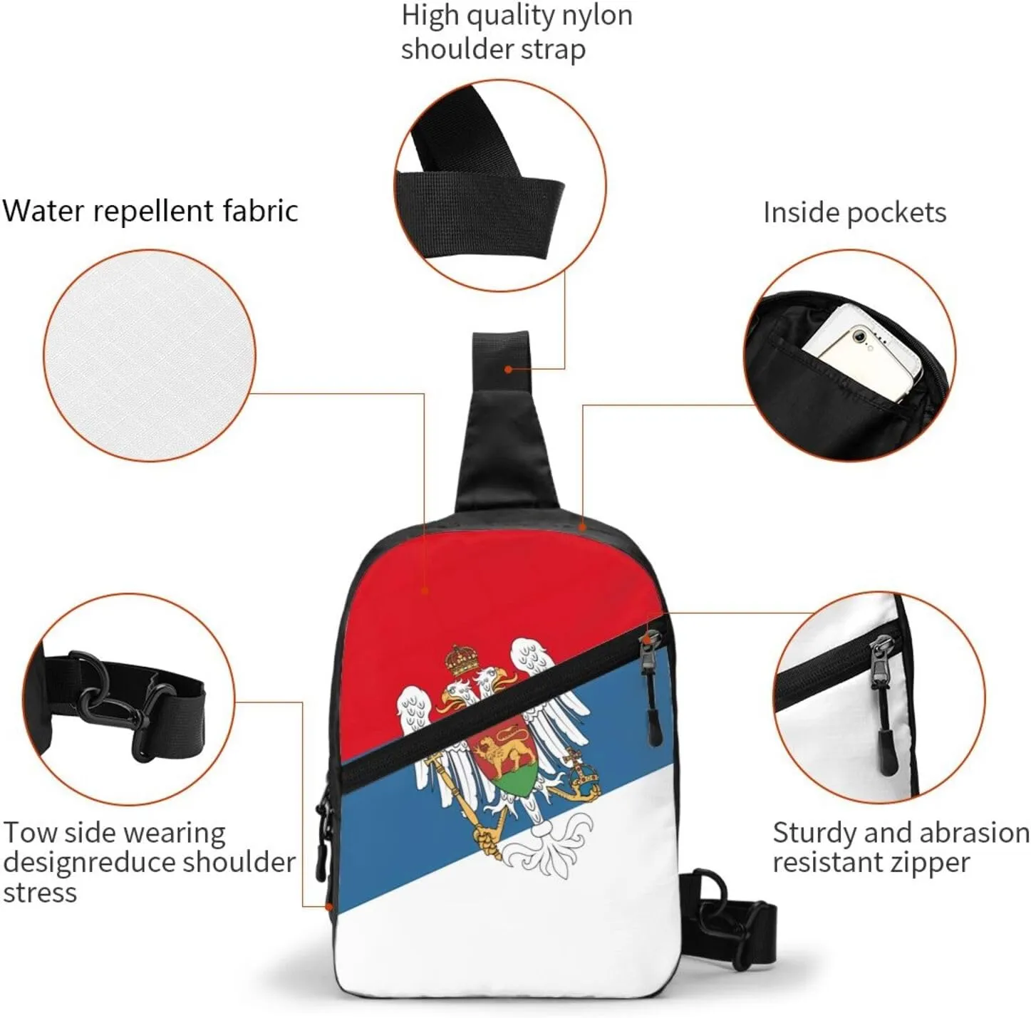 Montenegro Flag Packable Crossbody Bag Portable Sling Bags Foldable Travel Daypack Reusable Sports Shoulder Backpack Diagonally Chest Bag for Workout