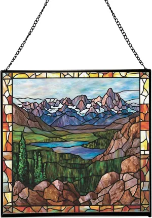 Muddy Mountain Wilderness-Wyoming Landscape Stained Glass Suncatcher – Square Hanging Window Panel for Nature Lovers – Scenic Glass Art for Home, Cabin, Office, Christmas, Travel 1F3FmR