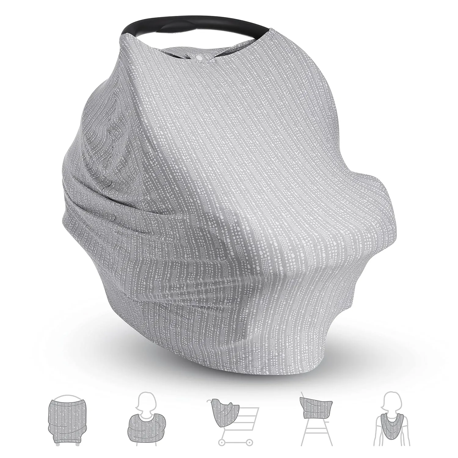 Munchkin® 5-in-1 Baby Car Seat Cover – Versatile Nursing Cover Up for Breastfeeding, High Chair and Carrier Protection with XtraGuard™ Silver-Ion Technology, Grey