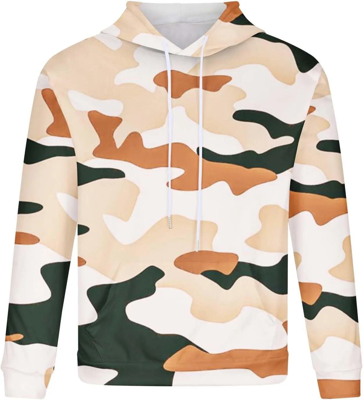 Muscularfit Camo Sweatshirt Hoodie for Men 2023 Fall Fashion Drawstring Casual Loose Long Sleeve Pullover Camouflage Shirts