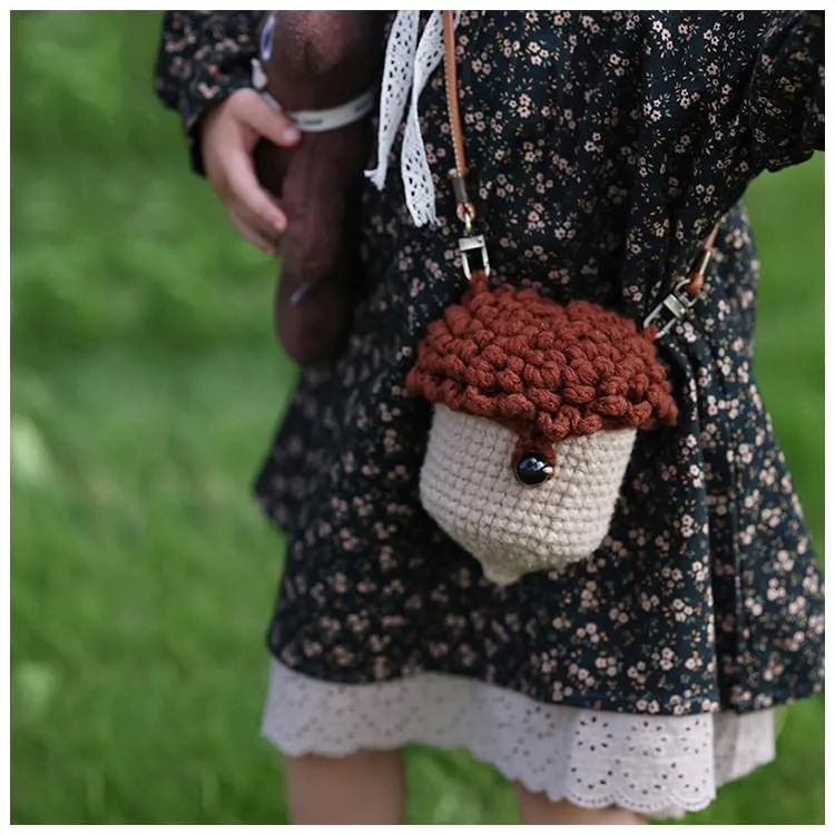 Mushroom purse, pine nut coin purse women's crochet bag, woven crochet handbag, crochet crossbody bag, crochet bag, crochet drawstring bag (Pine cone bag)