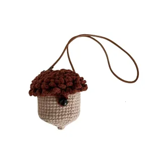 Mushroom purse, pine nut coin purse women's crochet bag, woven crochet handbag, crochet crossbody bag, crochet bag, crochet drawstring bag (Pine cone bag)